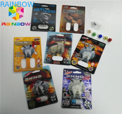 राइनो 69 गोलियों के लिए पीपी 3 डी प्रिंटिंग प्लास्टिक ब्लिस्टर कार्ड पैकेजिंग सामान्य आकार