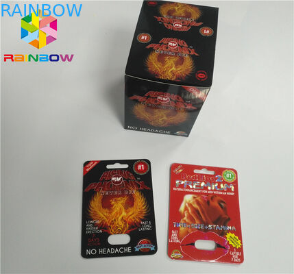 CMYK रंग ब्लिस्टर कार्ड पैकेजिंग 350 जीएसएम पेपर गोली उत्पाद पैकिंग बॉक्स प्रदर्शन