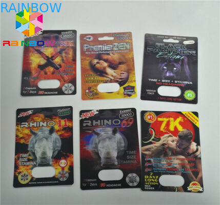 कस्टम ब्लिस्टर कार्ड पैकेजिंग विदेशी पाउडर राइनो 3 डी पेपर गोलियां कैप्सूल पैक
