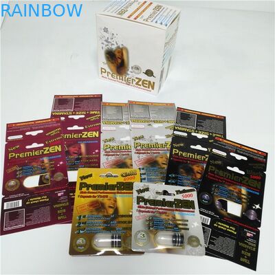 टिकाऊ ब्लिस्टर कार्ड पैकेजिंग प्रीमियर ज़ेन पुरुष संवर्धन गोलियां प्रदर्शन बॉक्स