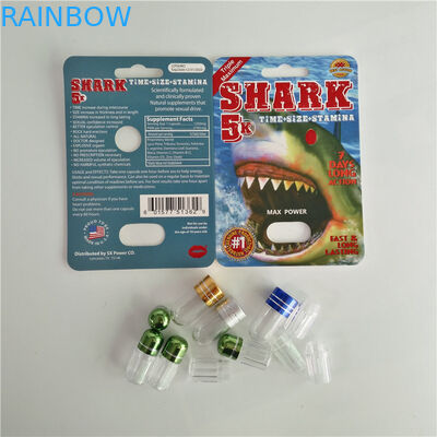 पेपर ब्लिस्टर कार्ड पैकेजिंग पुरुष संवर्धन गोलियां प्लास्टिक बुलेट के साथ पैक