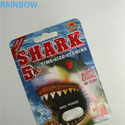 पेपर ब्लिस्टर कार्ड पैकेजिंग पुरुष संवर्धन गोलियां प्लास्टिक बुलेट के साथ पैक