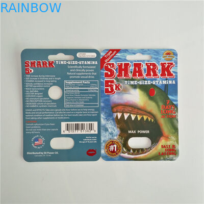 पेपर ब्लिस्टर कार्ड पैकेजिंग पुरुष संवर्धन गोलियां प्लास्टिक बुलेट के साथ पैक