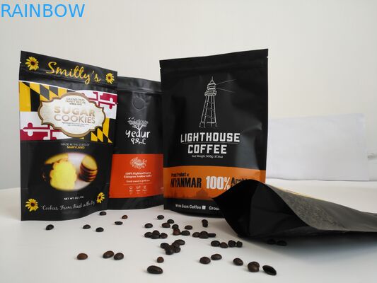 Gravure प्रिंटिंग एल्यूमीनियम पन्नी बैग, वाल्व के साथ ग्राउंड कॉफी स्टैंड जिपर बैग