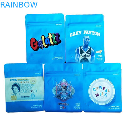 प्लास्टिक बाल प्रतिरोधी स्टैंड अप थैली Biodegradable फूल पैकेजिंग बैग 3.5g आकार