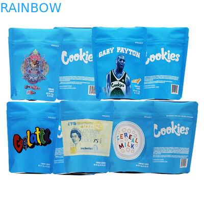 प्लास्टिक बाल प्रतिरोधी स्टैंड अप थैली Biodegradable फूल पैकेजिंग बैग 3.5g आकार