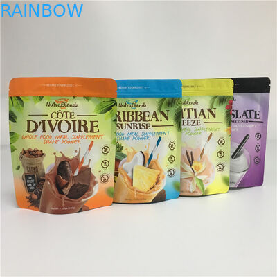 200g एल्यूमीनियम जिपर स्टैंड अप पाउच पैकिंग प्रोटीन के लिए कस्टम Gravure प्रिंटिंग