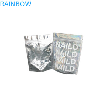 प्लास्टिक होलोग्राफिक पन्नी थैली कॉस्मेटिक पैकेजिंग बैग Mylar चमक / नेल पॉलिश पैकिंग