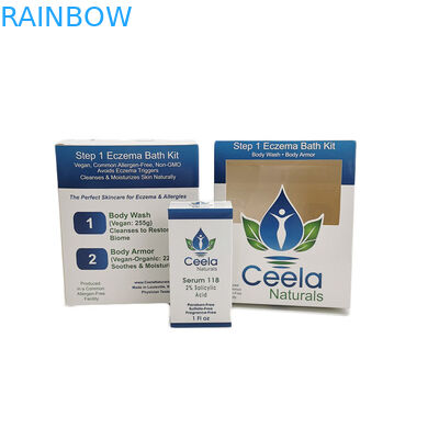 चमकदार सफेद कार्डबोर्ड पेपर बॉक्स पैकेजिंग रिटेल स्किन केयर बॉडी वॉश एप्लीकेशन