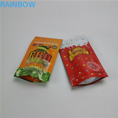 CBD 3 साइड सील कस्टम मुद्रित पाउच पन्नी पैकेजिंग बैग टुकड़े टुकड़े सामग्री खड़े हो जाओ