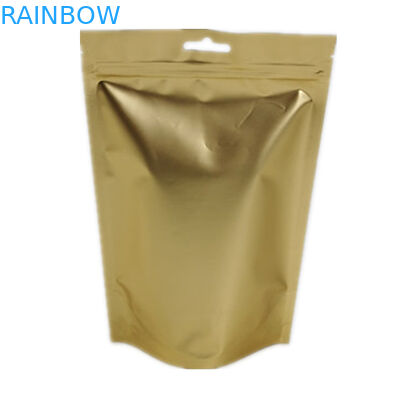 Resealable प्लास्टिक स्टैंड थैली कॉफी पैकिंग बैग सोने एल्यूमीनियम पन्नी