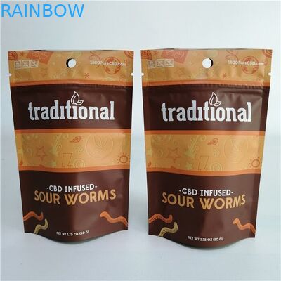 एल्यूमीनियम पन्नी खरपतवार कुकी सीबीडी 3x4 स्टैंड अप जिपर बैग