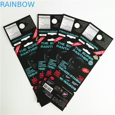 राइनो 69 पुरुष वृद्धि यौन गोली पैकेजिंग प्रदर्शन के लिए 3 डी कार्ड कैप्सुल ब्लिस्टर