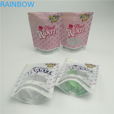 गांजा पैकिंग के लिए खिड़की के साथ गंध प्रूफ हर्बल पैकेजिंग बैग जिपलॉक बैग