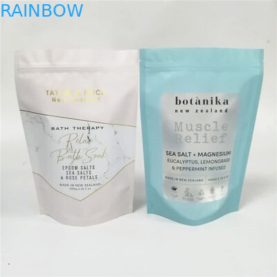 स्किनकेयर पैकेजिंग बैग / होलोग्राम पन्नी खिड़की के साथ स्नान नमक पैकेजिंग खड़े हो जाओ