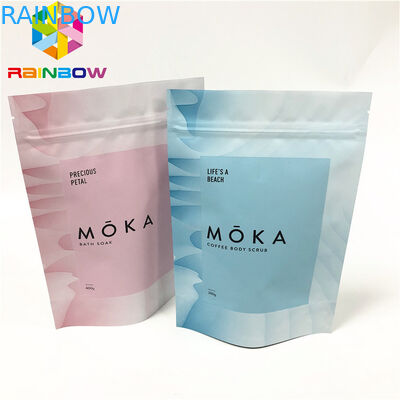 आंसू notches अनुकूलित पाउच के साथ बॉडी स्क्रब स्टैंड अप जिपलॉक पाउच पुन: प्रयोज्य पैकेजिंग बैग