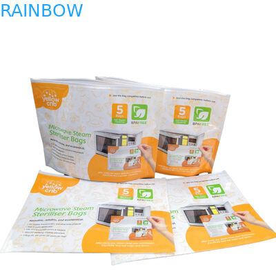 जिपलॉक टॉप के साथ BPA फ्री बेबी केयर स्टीम क्लीन रेयूसेबल माइक्रोवेव स्टेरलाइजर बैग
