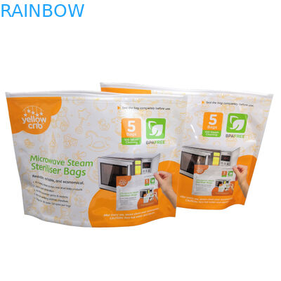 जिपलॉक टॉप के साथ BPA फ्री बेबी केयर स्टीम क्लीन रेयूसेबल माइक्रोवेव स्टेरलाइजर बैग