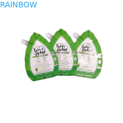 पन्नी के साथ कस्टम मुद्रित डिजाइन ग्रीन अनियमित टोंटी थैली पैकेजिंग