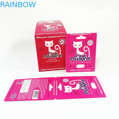 प्रमोशन हॉट सेल पुरुष कैप्सूल एन्हांसमेंट पिल्स पैकेजिंग कार्ड बॉक्स प्रिंटिंग पिंक पुसीकैट पेपर कार्ड