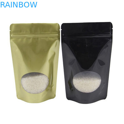 कैंडी कॉफी बीन चाय के लिए एल्यूमीनियम पन्नी साफ खिड़की के साथ अनुकूलित Recyclable गोल्ड स्टैंड ज़िपलॉक पाउच