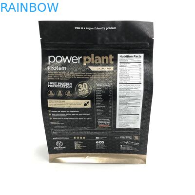 फ्लैट नीचे 500 ग्राम 1kg VMPET CMYK प्रोटीन पाउडर पैकेजिंग बैग