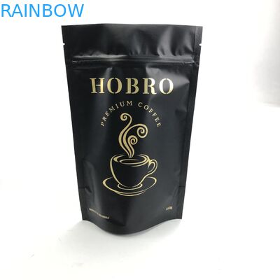 कस्टम मुद्रित मैट ब्लैक एल्यूमीनियम पन्नी 250 ग्राम 1 किलो जिपलॉक पाउच के साथ कॉफी बीन बैग पैकेजिंग स्टैंड