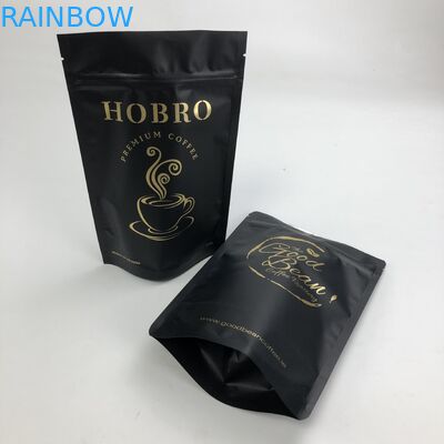 कस्टम मुद्रित मैट ब्लैक एल्यूमीनियम पन्नी 250 ग्राम 1 किलो जिपलॉक पाउच के साथ कॉफी बीन बैग पैकेजिंग स्टैंड
