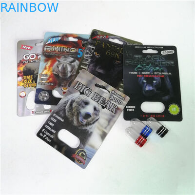 पाउडर सेक्स कैप्सूल के लिए पेपर बॉक्स के साथ यौन संवर्धन गोलियां राइनो मैक्स 150K 3 डी ब्लिस्टर कार्ड