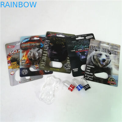 पाउडर सेक्स कैप्सूल के लिए पेपर बॉक्स के साथ यौन संवर्धन गोलियां राइनो मैक्स 150K 3 डी ब्लिस्टर कार्ड