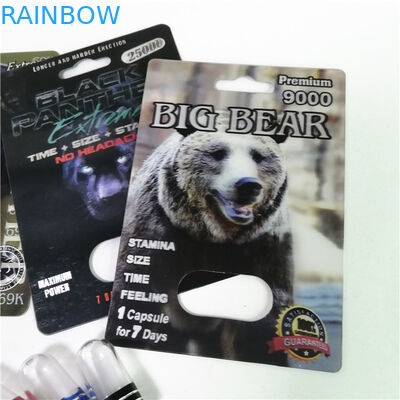 पाउडर सेक्स कैप्सूल के लिए पेपर बॉक्स के साथ यौन संवर्धन गोलियां राइनो मैक्स 150K 3 डी ब्लिस्टर कार्ड