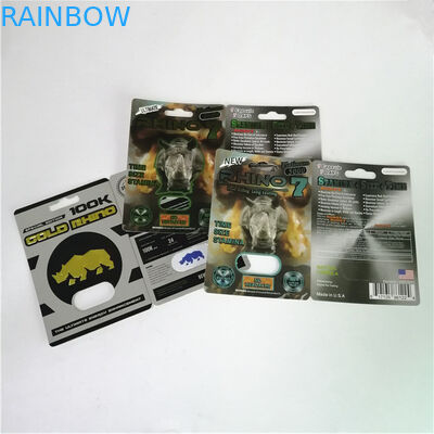 ब्लैक पैंथर / मांबा / राइनो V7 पुरुष संवर्धन गोलियां यौन शक्ति कैप्सूल पैकेजिंग 3 डी ब्लिस्टर कार्ड पेपर बॉक्स के साथ