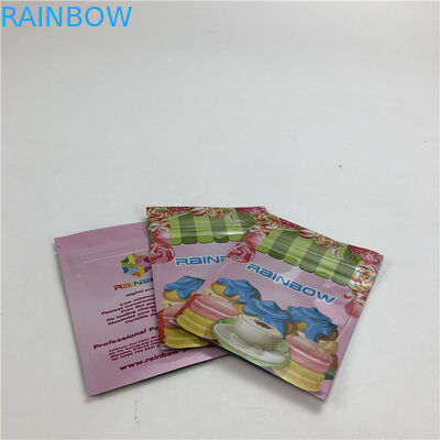 OEM डिजिटल प्रिंटिंग पैकेजिंग बैग कुकीज़ / कैंडी के लिए टुकड़े टुकड़े में प्लास्टिक के तीन साइड सील जिपर पाउच फ्लैट बैग के साथ