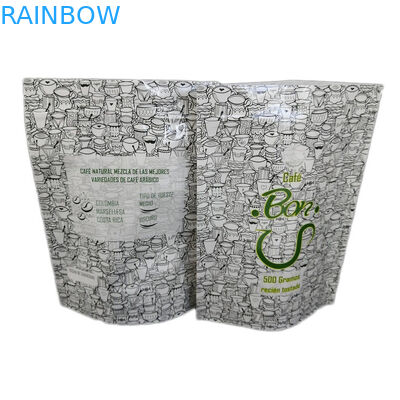 कॉफी / कुकी पैकेजिंग के लिए ग्लॉसी फिनिश कस्टम 500 जी स्टैंड पाउच जिपर बैग