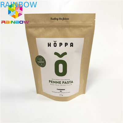 कस्टम मुद्रित ब्राउन क्राफ्ट पेपर बैग ziplock कागज पैकेजिंग थैली भोजन / नाश्ते के लिए