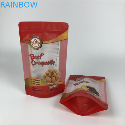 मिनी मात्रा में डिजिटल प्रिंटिंग कुकी स्नैक जर्की बीफ पैकेजिंग स्पष्ट खिड़की के साथ जिपर बैग खड़े हो जाते हैं
