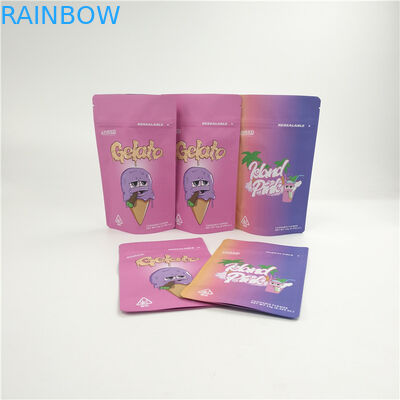 स्वनिर्धारित शीतल स्पर्श गंध प्रूफ 3.5g 7g गांजा भांग कुकीज़ बाल प्रतिरोधी डॉयपैक्स के लिए बैग खड़े हो जाओ