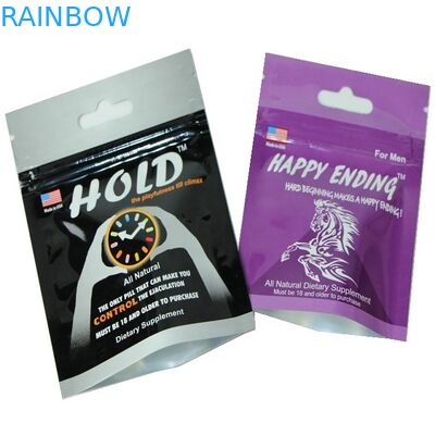 निजी लेबल मुद्रित हैंग होल जिपलॉक शीर्ष छोटे पन्नी पुरुष यौन गोली पैकेजिंग प्लास्टिक पैकेजिंग गोलियां पैकेजिंग के लिए