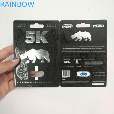 चमकदार सतह 9x12 सेमी राइनो कैप्सूल ब्लिस्टर पेपर कार्ड