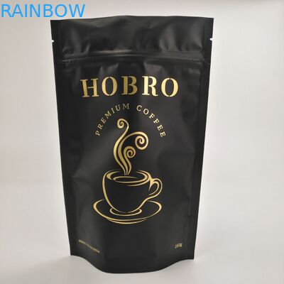वाल्व के साथ मैट ब्लैक लैमिनेटेड एल्युमिनियम फॉयल जिप लॉक कॉफी पैकेजिंग बैग कॉफी बीन पैकेजिंग बैग्स स्टैंड अप करें