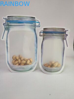 स्पेशल शेप बैग्स ग्लॉसी नट्स पैकेजिंग के लिए जिपर प्लास्टिक बैग्स के साथ बैग्स स्टैंड करें