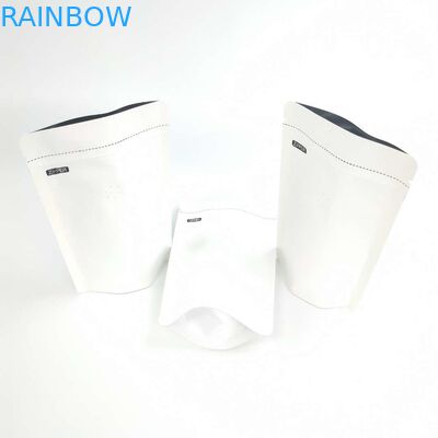 Oem कस्टम 1/8 OZ सफेद लोगो आकार resealable एल्यूमीनियम पन्नी 120 माइक्रोन क्राफ्ट पेपर स्टैंड पैकेजिंग पाउच