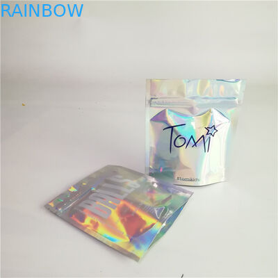 जिपर के साथ कस्टम स्वीकृत होलोग्राफिक कॉस्मेटिक्स पैकेजिंग बैग