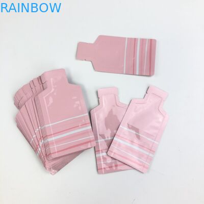 ड्राई फ्रूट नट्स पैकेजिंग पाउच के लिए पारदर्शी विंडो के साथ OEM कस्टम गुलाबी लोगो का आकार