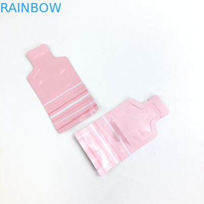 ड्राई फ्रूट नट्स पैकेजिंग पाउच के लिए पारदर्शी विंडो के साथ OEM कस्टम गुलाबी लोगो का आकार