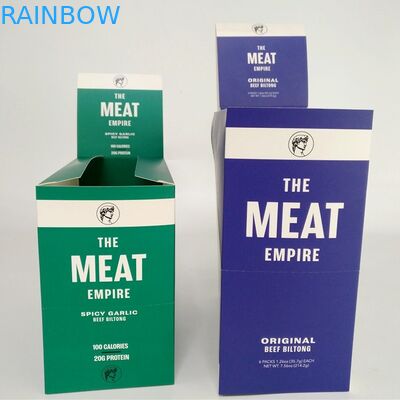 स्नैक एनर्जी बार डिस्प्ले बॉक्स के लिए कस्टम मुद्रित छोटे बीफ जेरकी कार्डबोर्ड पेपर बॉक्स क्राफ्ट पेपर बॉक्स