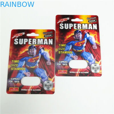 सेक्स गोली के लिए 350 ग्राम पेपरबोर्ड ग्रेव्रे प्रिंटिंग ब्लिस्टर कार्ड पैकेजिंग