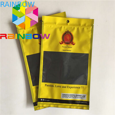 लचीला तीन साइड सील फ्लैट माइलर बैग सिगार ह्यूमिडिटी पाउच प्लास्टिक वीड फूड पाउच पैकेजिंग के माध्यम से देखें