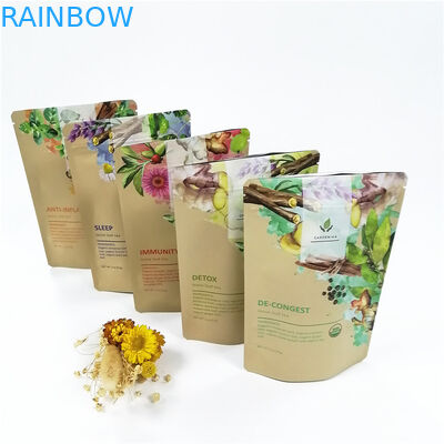 कम Moq CMYK VMPET बायोडिग्रेडेबल स्टैंड अप पाउच 100micron