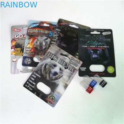 राइनो 99 500K एन्हांसमेंट पिल्स पैकेजिंग कार्ड्स सिल्क प्रिंटिंग